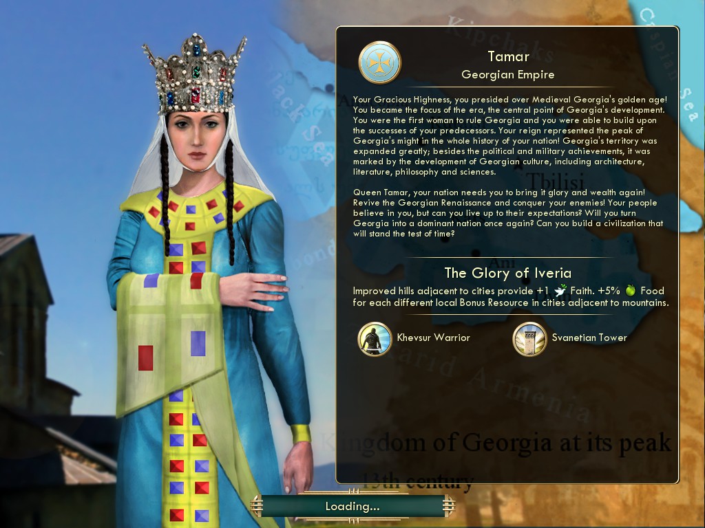 Queen Tamar, Svan Tower, Khevsur Warriors - Georgia added to the Civilization V game by modders geotv.ge